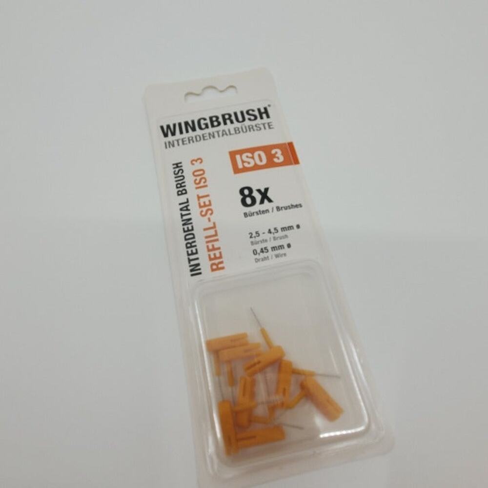 Wingbrush 8X Interdental Brush Heads Attachments Refill Set ISO3 New
